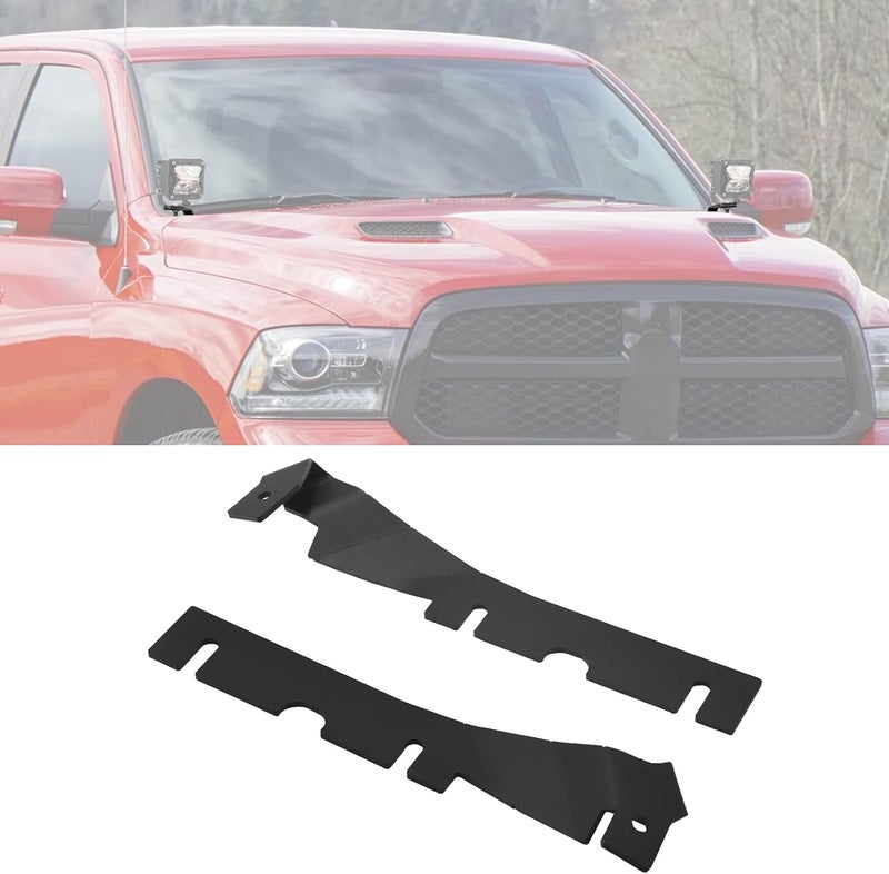 ROMELACK Upper Hood Mount Brackets Ditch LED Light Bracket Compatible with Dodge Ram 1500/2500/3500 Classic 2009-2023(Black) - Image 1